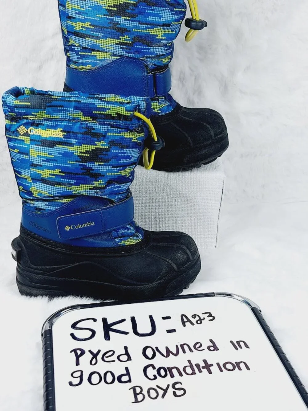 Columbia Boy's Royal Zour Powderbug Forty Print Waterproof Snow Boots Size 11